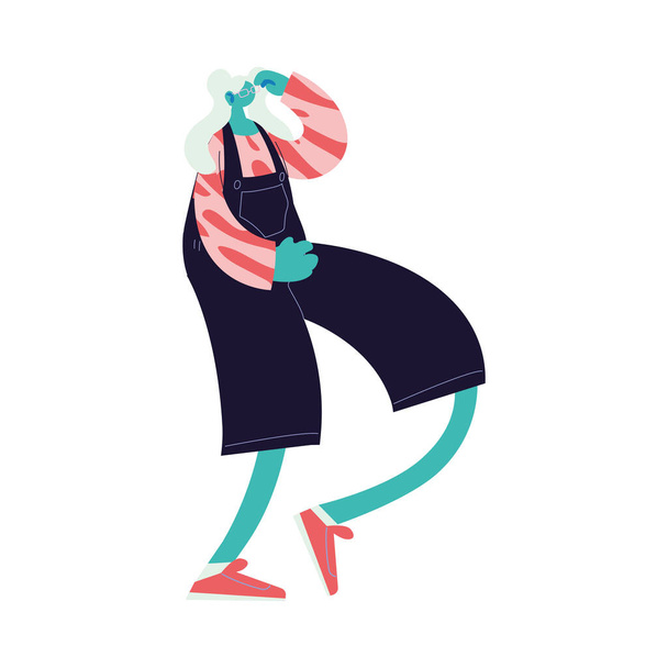 mujer caminando y bailando con estilo
 - Vector, imagen
