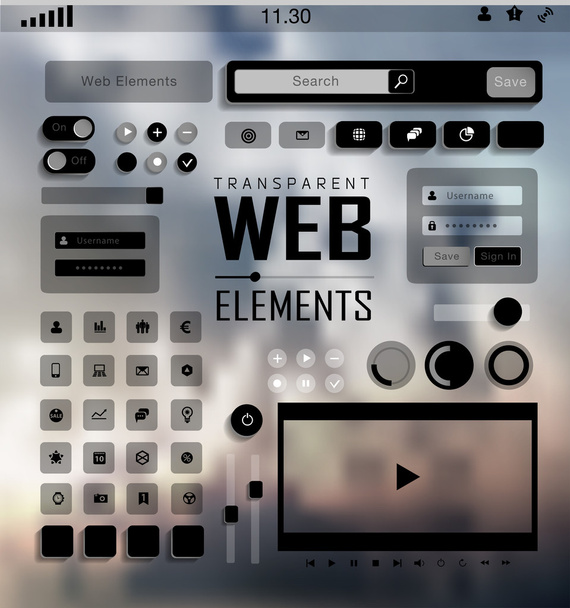 Vector Web Elements, Buttons and Labels. Site Navigation. - Вектор,изображение