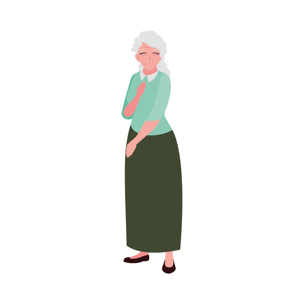 boldog idős nő visel ruhát - Vektor, kép