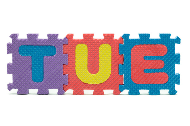 Word tue alakult elszigetelt fehér hab színes puzzle-játék - Fotó, kép