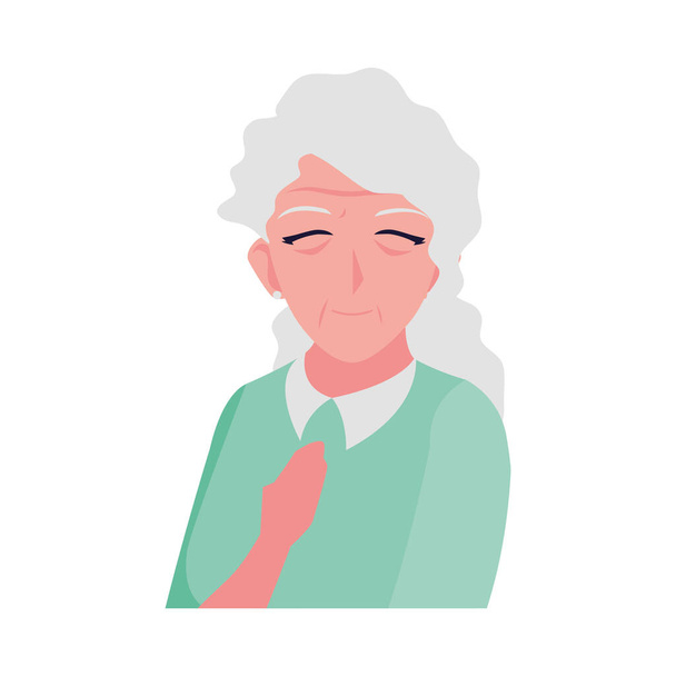 happy elderly woman wearing clothes - Vector, Image