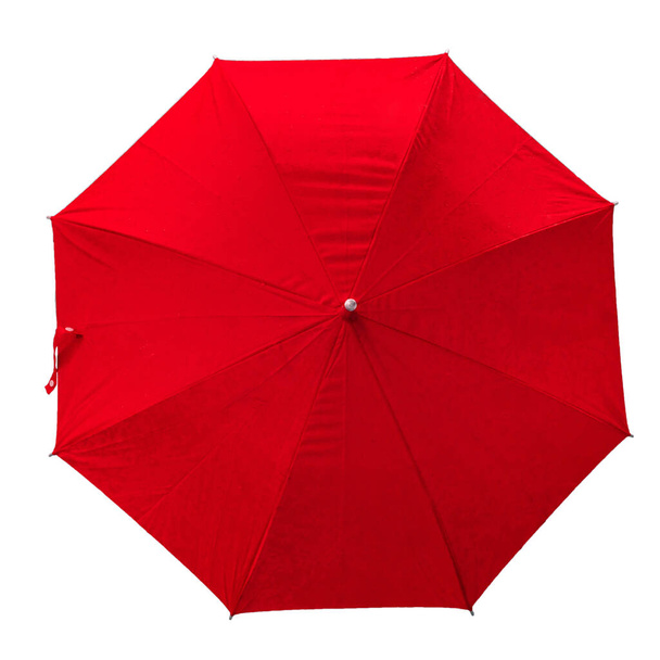 Červený deštník. izolovaný deštník na bílém pozadí. pohled shora. image. deštník s deštěm - Fotografie, Obrázek