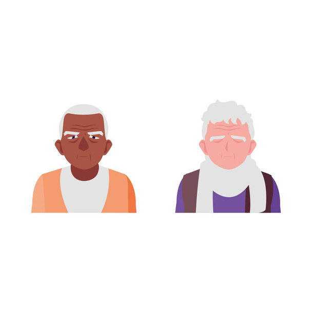 boldog idős férfiak osztoznak otthon - Vektor, kép