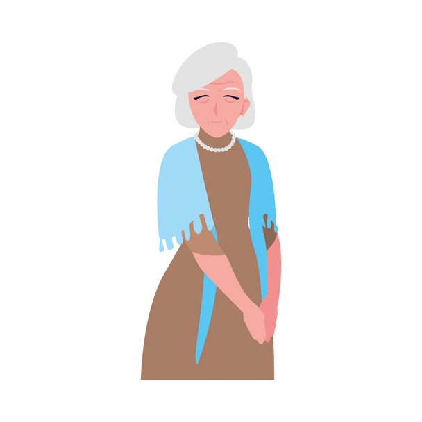 feliz anciana vistiendo ropa
 - Vector, imagen