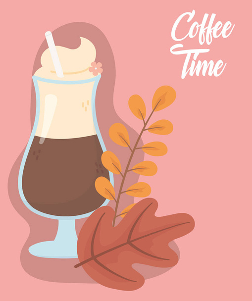 coffee time, latte cup fresh aroma beverage - Vector, Image