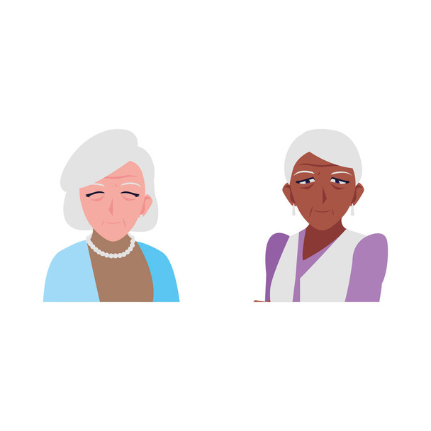 boldog idős nők osztoznak otthon - Vektor, kép