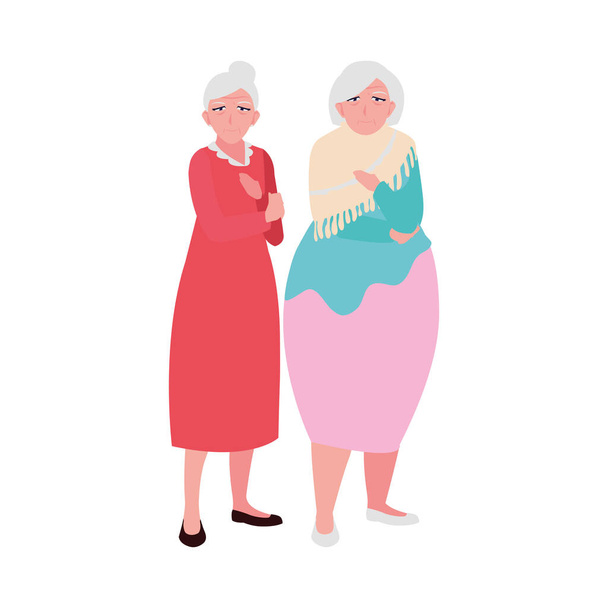 boldog idős nők osztoznak otthon - Vektor, kép