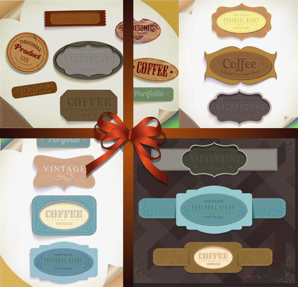 Set of vector retro ribbons, old dirty paper textures and vintage labels, banners and emblems. Elements collection for design. - Вектор, зображення