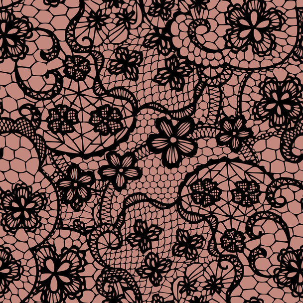 Lace seamless pattern with flowers - Vector, Imagen