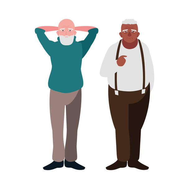 homens idosos felizes compartilhando em casa
 - Vetor, Imagem