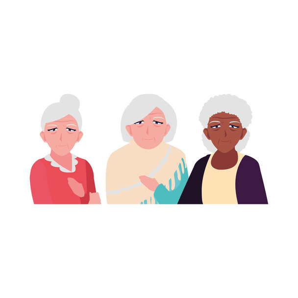 gelukkig oudere vrouwen delen thuis - Vector, afbeelding