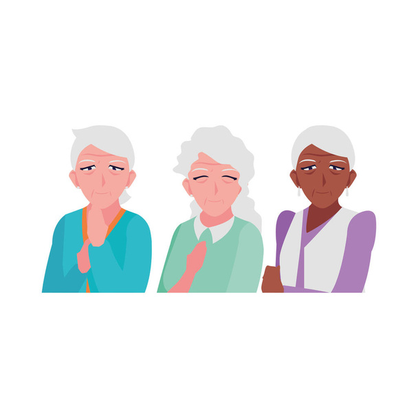 ευτυχισμένες ηλικιωμένες γυναίκες που μοιράζονται στο σπίτι - Διάνυσμα, εικόνα