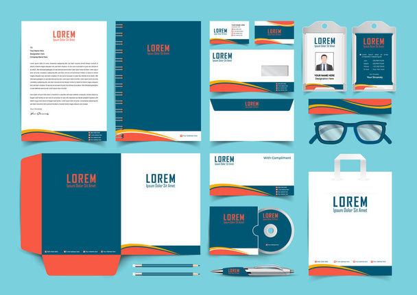 Blue and orange corporate Stationery Template Design Kit. Branding Template Editable Brand Identity pack with digital elements. Vector company style for brand book and guideline. EPS 10 - Vector, Image