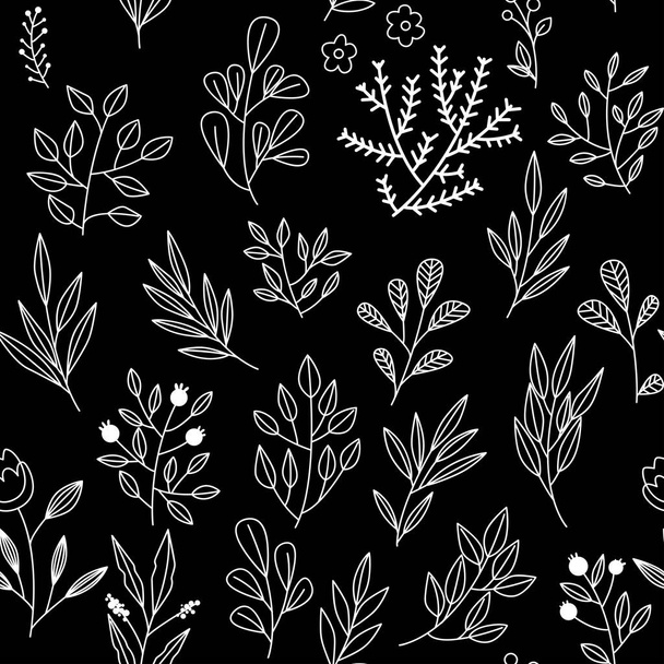 Texture with flowers and plants. Floral ornament. Original flowers pattern. - Vector, Image