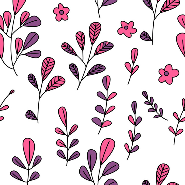 Texture with flowers and plants. Floral ornament. Original flowers vector pattern. - Vettoriali, immagini
