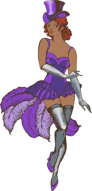 Burlesque dancer. Engraved style. Vector illustration  - Vector, Image