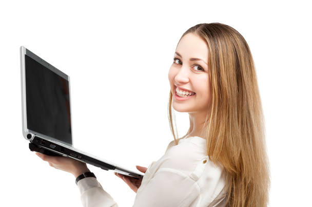 zakenvrouw werken op een laptop - Foto, afbeelding