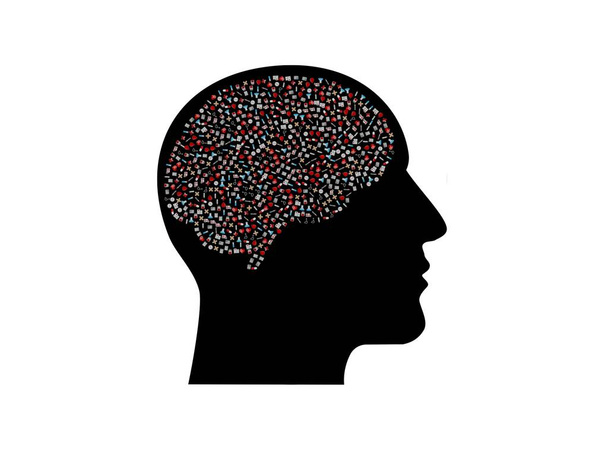 varias preguntas sobre el cerebro en el fondo blanco - representación 3d - Foto, Imagen