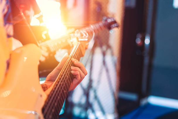 Guitarist play music song on stage - Φωτογραφία, εικόνα