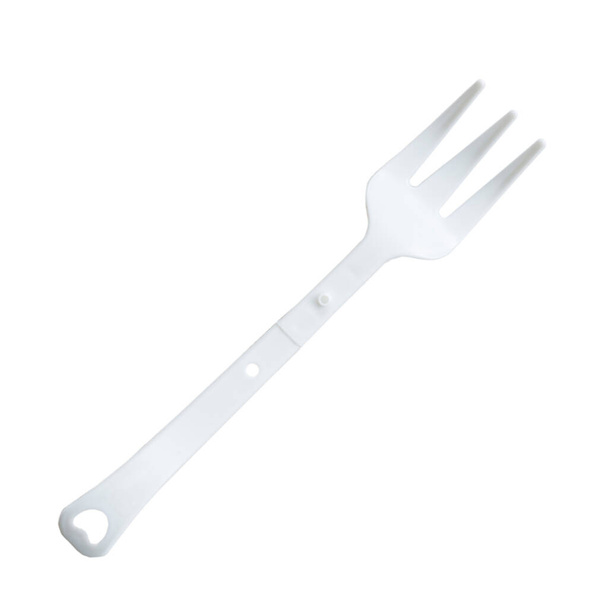 tenedor de plástico aislado sobre fondo blanco, objeto - Foto, Imagen