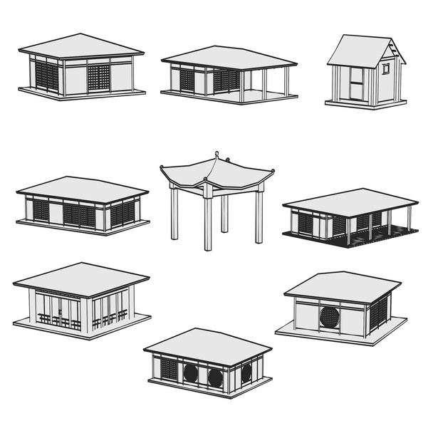 Imagen de dibujos animados de las casas de Japón conjunto
 - Foto, imagen