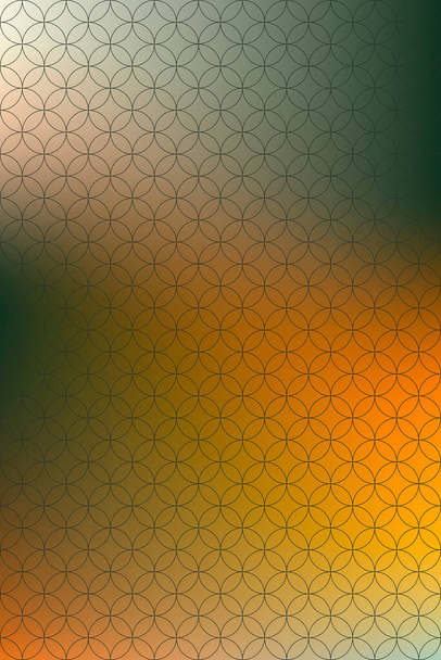 Minimales Cover-Design. orangefarbener grüner Hintergrund und ein Raster sich überschneidender schwarzer Ringe. Die Grundlage für den Text. Halbtonpunkte buntes Design. Geometrische Muster. - Vektor, Bild