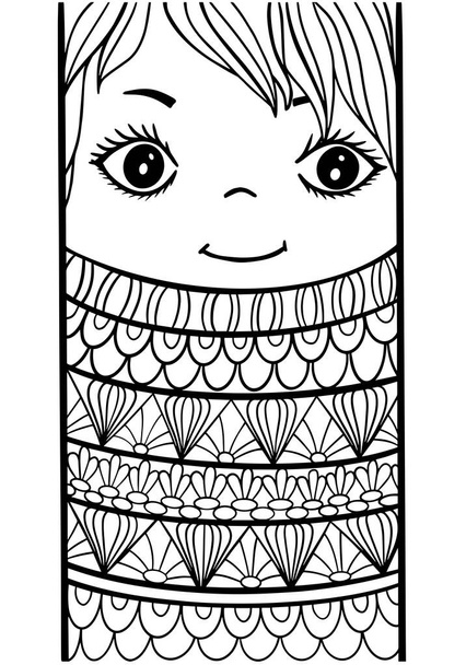 coloring book boy for children and adults anti stress vector ornament doodle and zentangle elements outline bookmark print textile picture illustration cover - Vector, Image