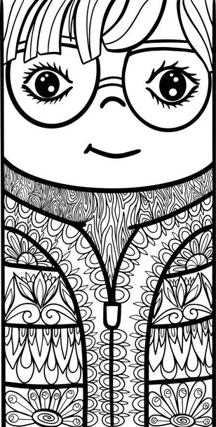 coloring book boys ornament for kids and adults anti stress vector doodle and zentangle elements outline bookmark print textile picture illustration cover - Vector, Image