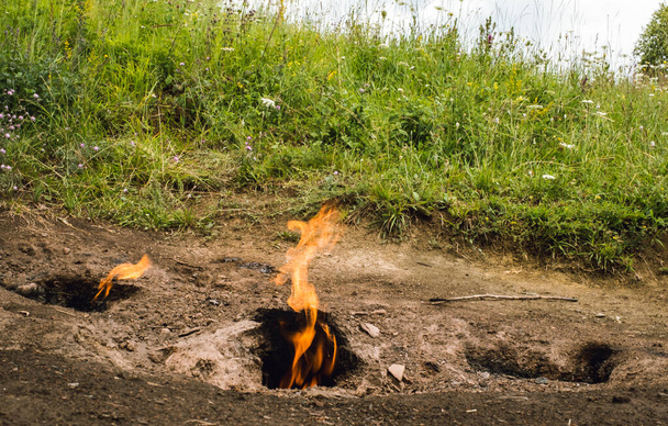The living fires of Lopatari village, Buzau county, Romania - Photo, Image