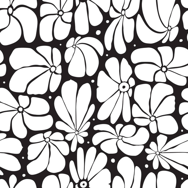Seamless floral pattern design with stylized large blossoms, retro feeling repeat background perfect for web and print - Vektör, Görsel