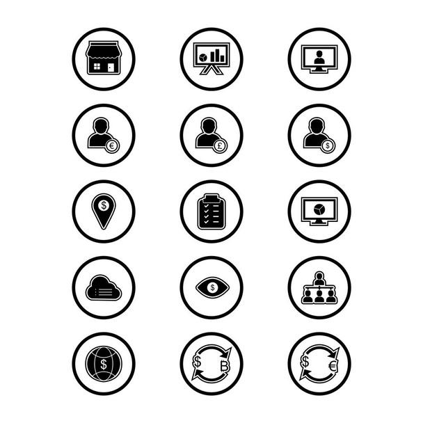 Set of 15 business ikonok fehér háttér vektor izolált elemek... - Vektor, kép