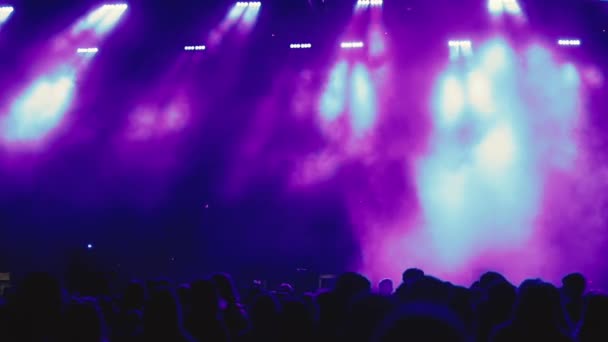 Silhouetten van concertmenigte en podiumlichten.Concert- en livemuziek - Video