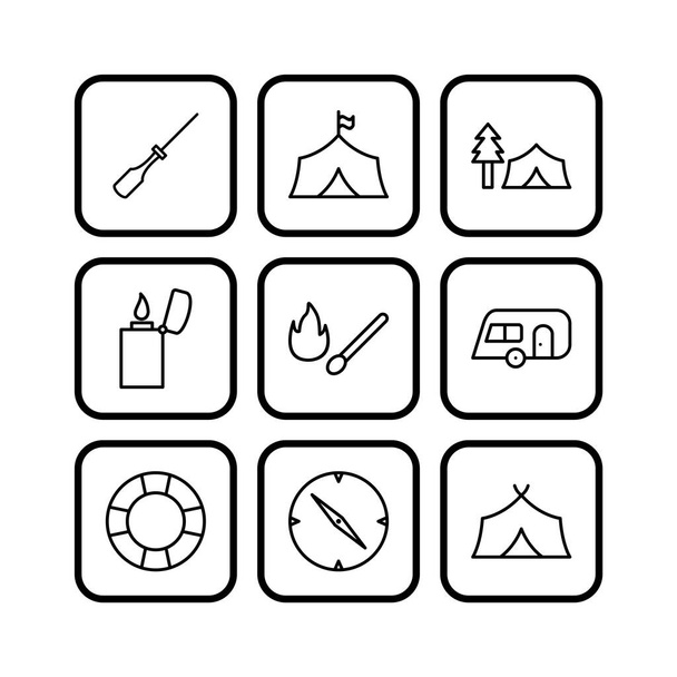 9 camping Icons For Personal And Commercial Use... - Vector, Image