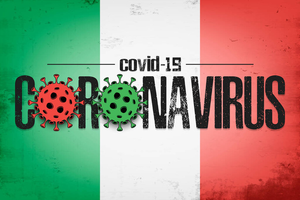 Flag of Italy with coronavirus covid-19 - Vetor, Imagem