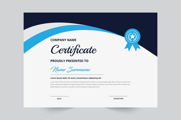 Modèle de certificat horizontal avec un badge de luxe et une couleur bleue moderne shape.eps
 - Vecteur, image