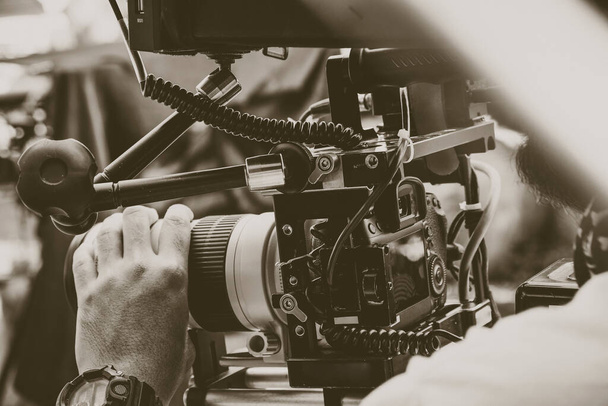 Επαγγελματικός εξοπλισμός κάμερας, συνεργείο παραγωγής ταινιών - Φωτογραφία, εικόνα