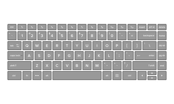 Vector illustration of keyboard view. Suitable for basic elements of computer text input devices, smartphones and digital technology. Qwerty keyboard layout. - Vector, Image