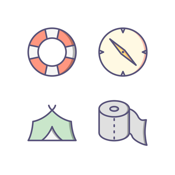 4 conjunto de ícones de acampamento isolado no fundo branco
... - Vetor, Imagem