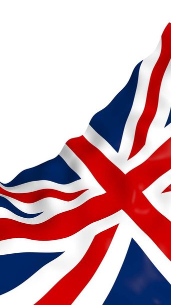 Waving flag of the Great Britain. British flag. United Kingdom of Great Britain and Northern Ireland. State symbol of the UK. 3D illustration - Foto, Imagem