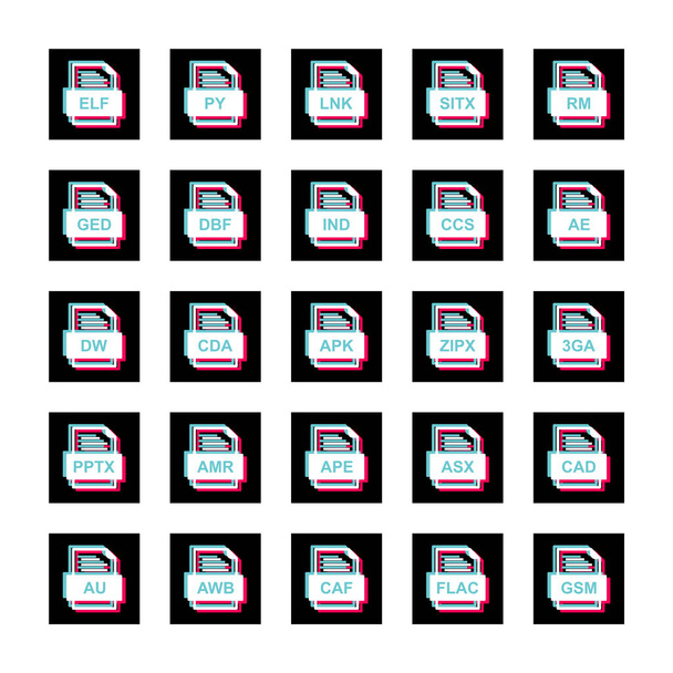 Set of 25 file formats icons - Vector, Image