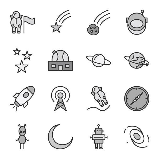 16 Conjunto de ícones de astronomia isolados sobre fundo branco
... - Vetor, Imagem