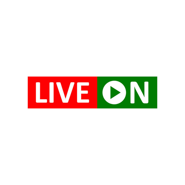 Znak Live Stream. Czerwony symbol, przycisk transmisji na żywo, nadawanie, emblemat strumienia online. Dla telewizji, programów i mediów społecznościowych występy na żywo - Wektor, obraz