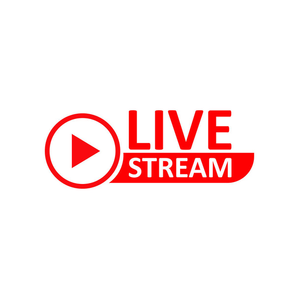Live Stream bord. Rood symbool, knop van live streaming, uitzending, online stream embleem. Voor tv, shows en social media live optredens - Vector, afbeelding