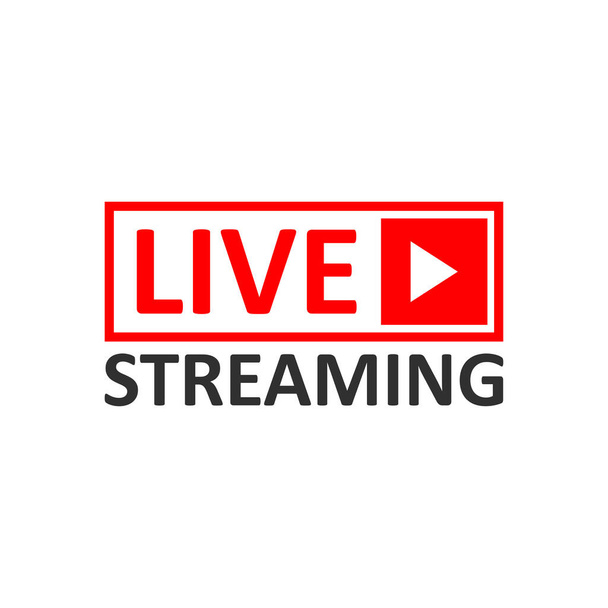 Live-Stream. Rotes Symbol, Schaltfläche für Live-Streaming, Übertragung, Emblem für Online-Stream. Für TV, Shows und Social Media Live-Auftritte - Vektor, Bild