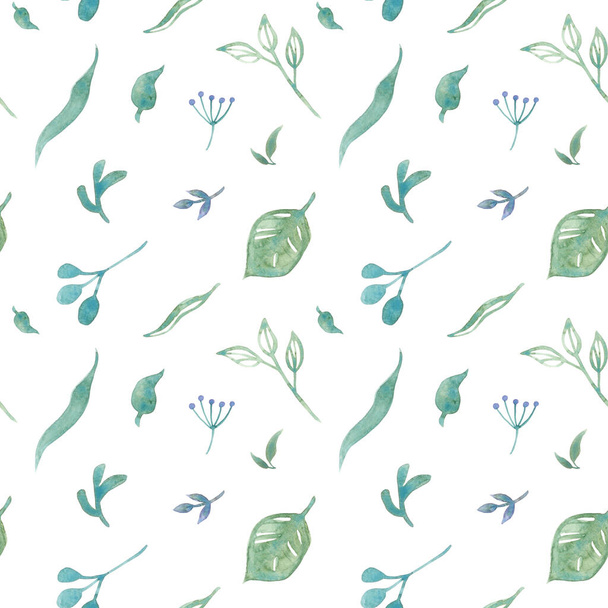 Seamless Floral Pattern, Pattern With Flowers,Herbs, Berries. Watercolor Pattern. Hand drawn illustrations - Valokuva, kuva