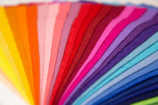multicolored felt close up laid out by colors in expanded form - Photo, Image
