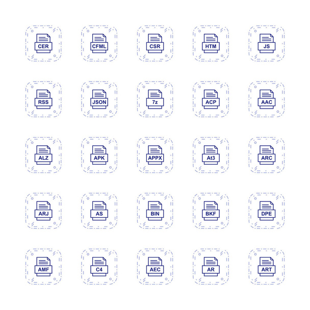 Set di 25 icone di formati di file
 - Vettoriali, immagini