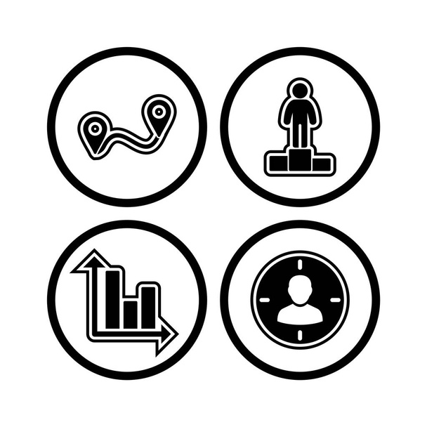Set of 4 business ikonok fehér háttér vektor izolált elemek - Vektor, kép