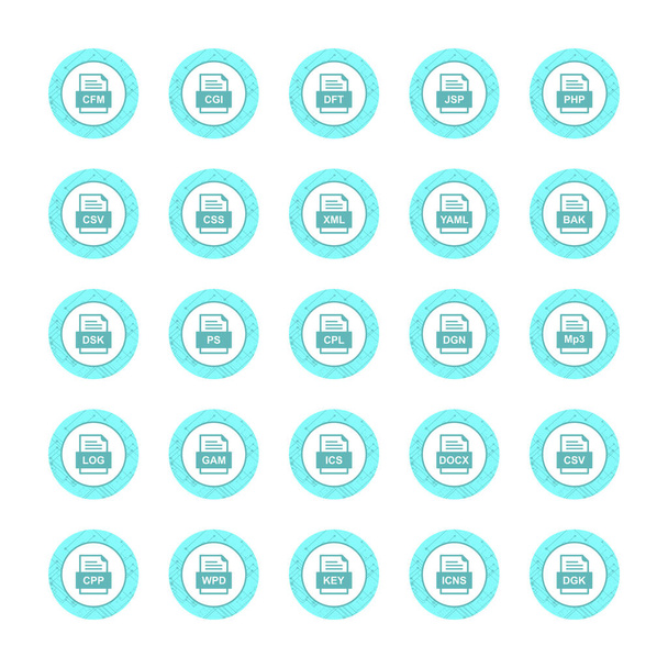 Set di 25 icone di formati di file
 - Vettoriali, immagini