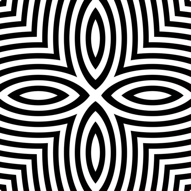 Op art. Optical illusion. Geometric background. Black and white lines - Vector, Image
